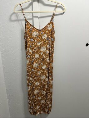 Old Navy Mustard Floral Slip Maxi Dress